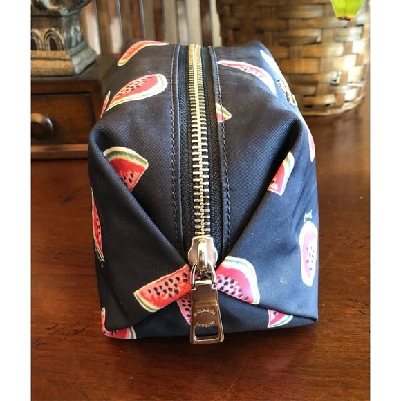 COACH - Watermelon Cosmetic Bag in Navy Canvas. So cute and LIKE NEW! 🍉 - Picture 5 of 12